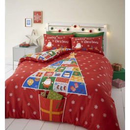 Countdown To Christmas Easy Care Duvet Set Red